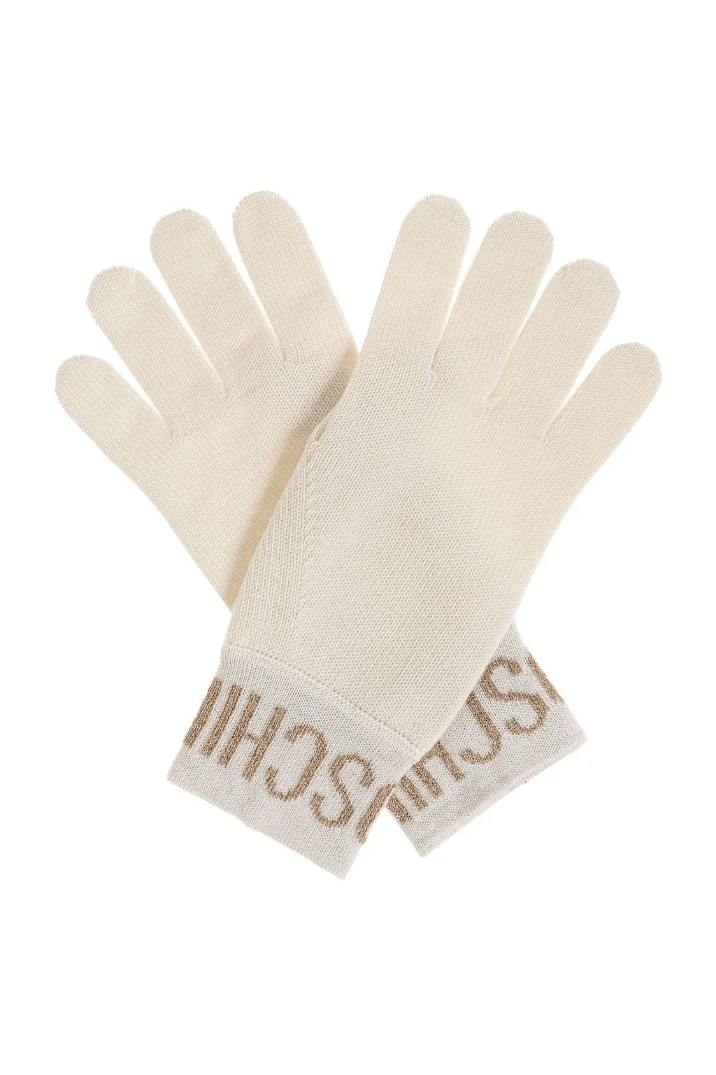 Moschino Logo Lurex Knitted Gloves