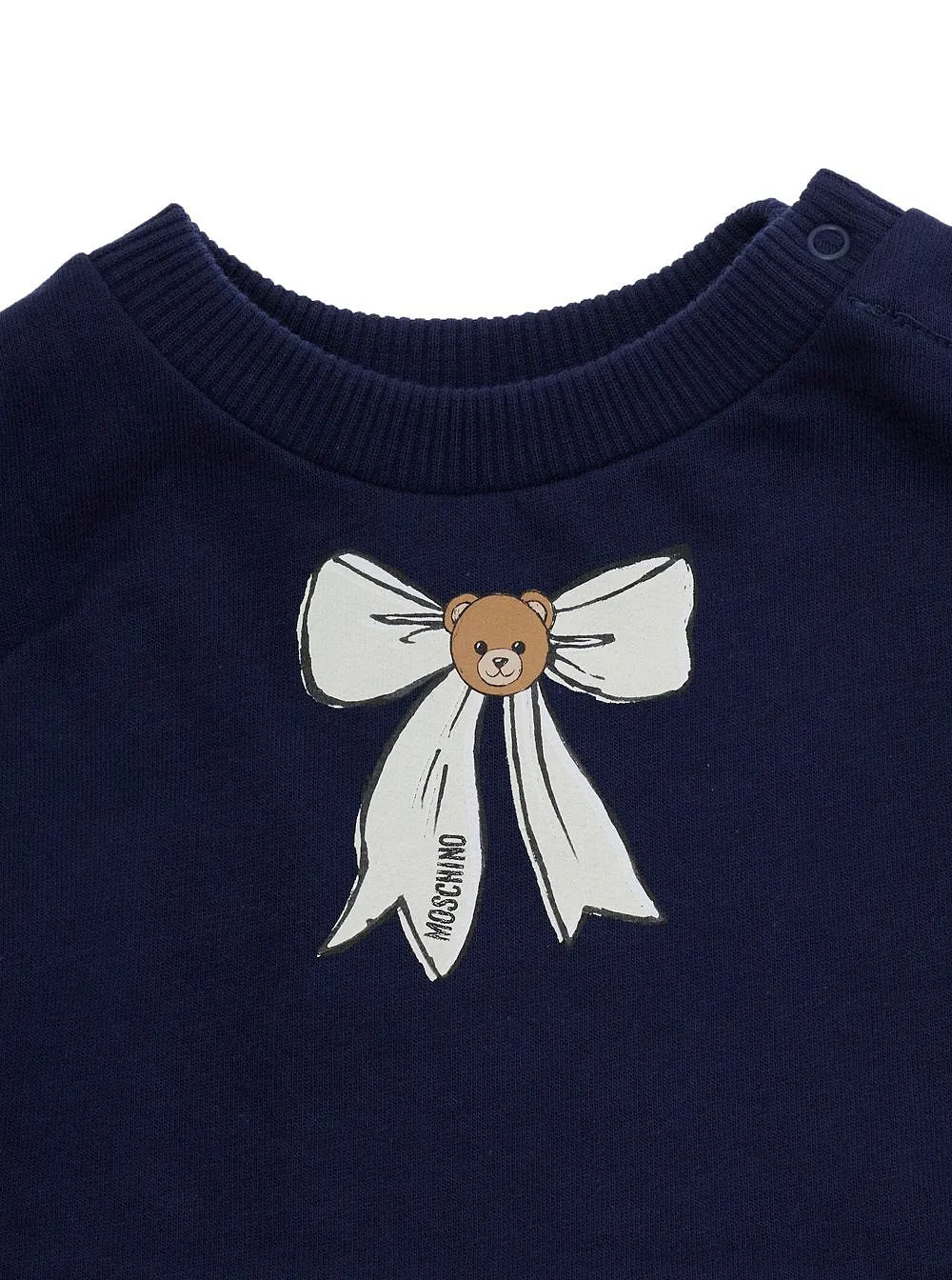 Moschino Kids Teddy Bear Bow Printed Crewneck Dress