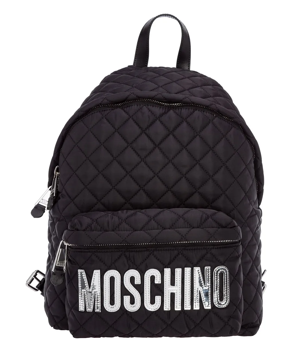 Moschino Logo Patched Quilted Backpack