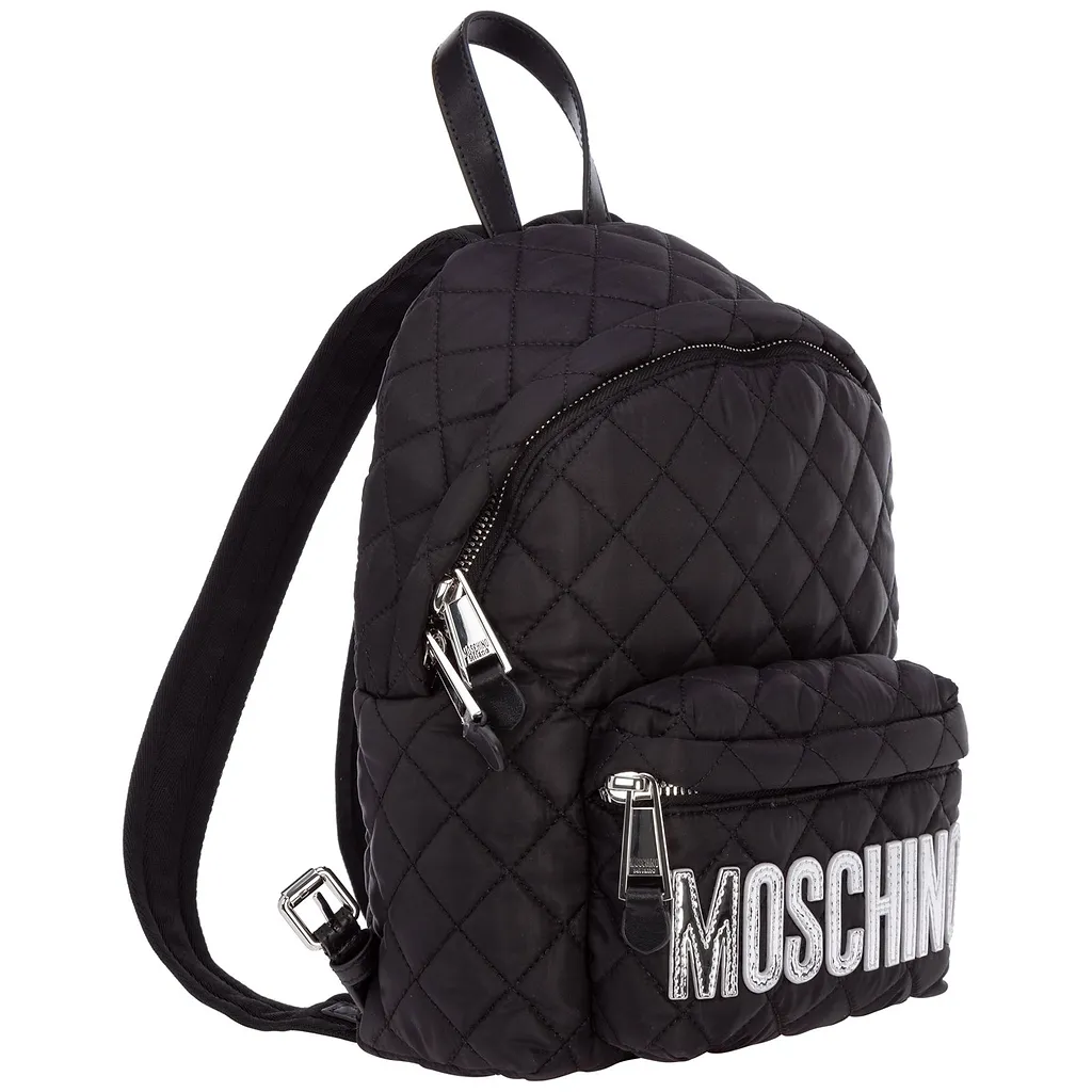 Moschino Logo Patched Quilted Backpack