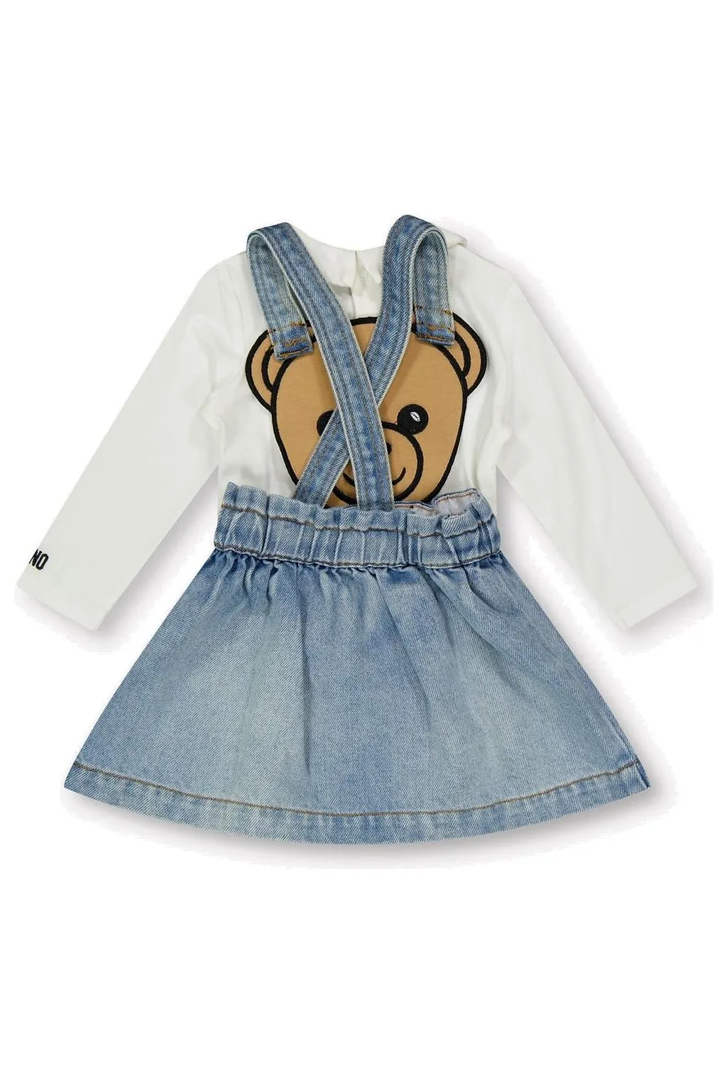 Moschino Kids Teddy Bear Embroidered Denim Dress