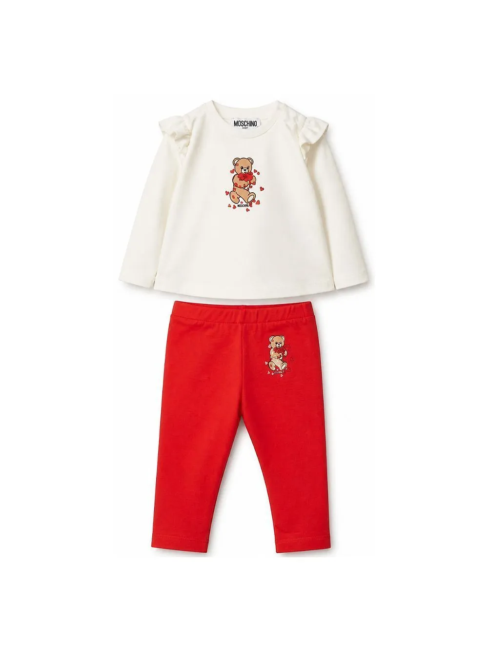 Moschino Kids Teddy Bear Ruffled Crewneck Babygrow Set