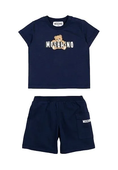Moschino Kids Teddy Logo Printed Crewneck Babygrow Set