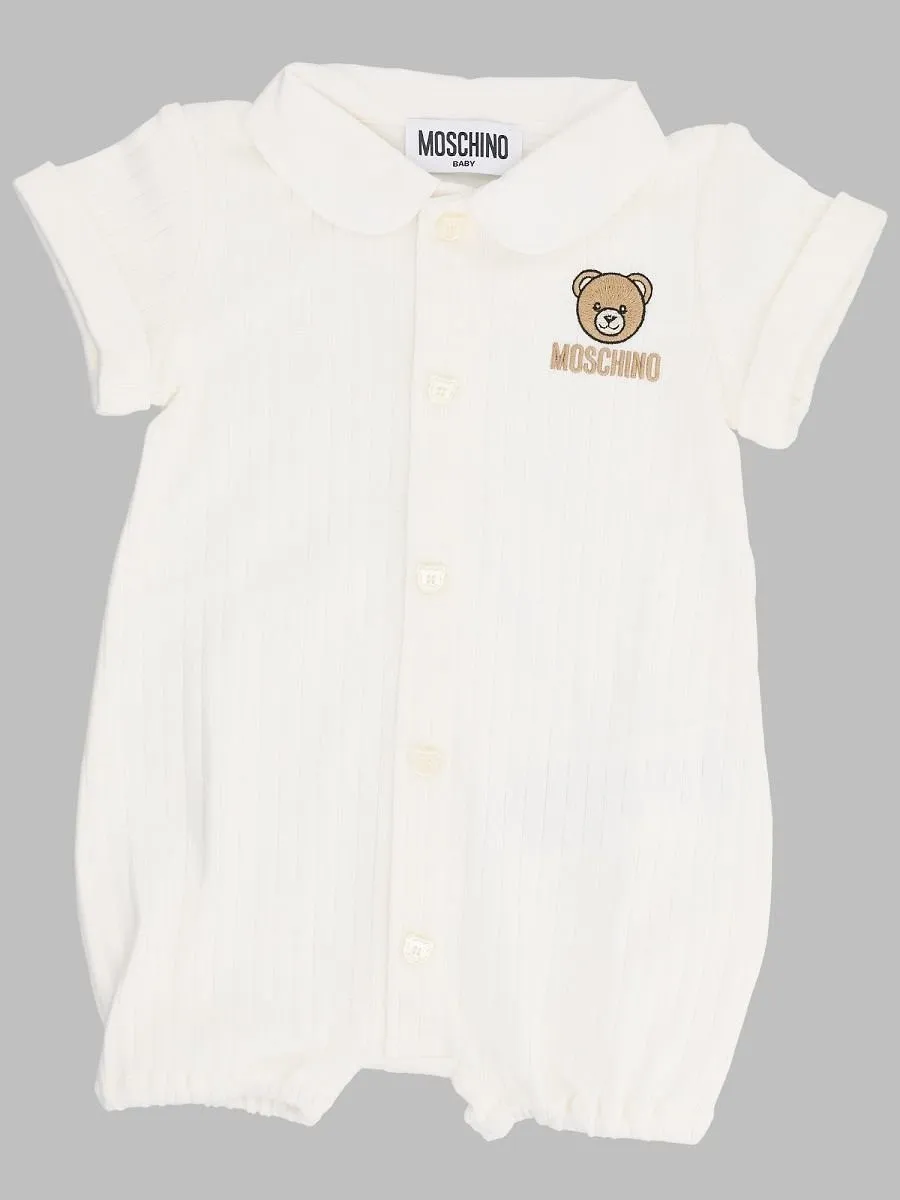 Moschino Kids Teddy Logo Short-Sleeve Onesie