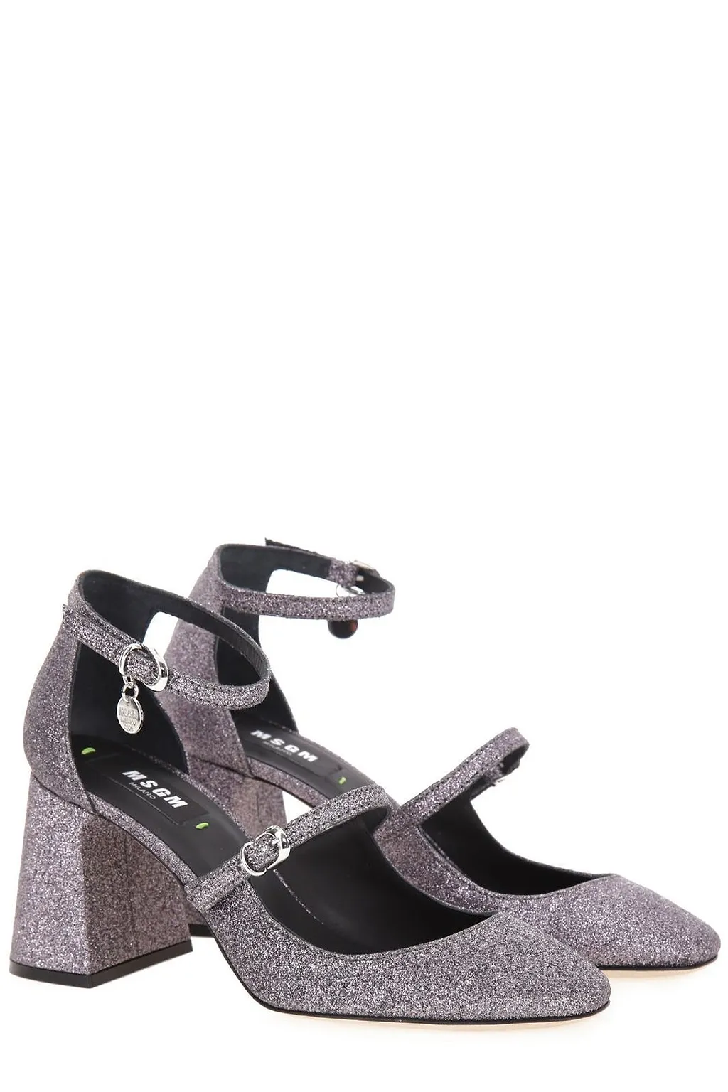 Msgm Glitter Double-Strap Heeled Pumps