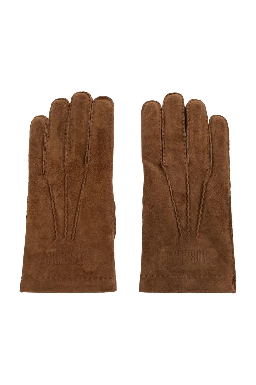 Moschino Logo-Embroidered Suede Gloves