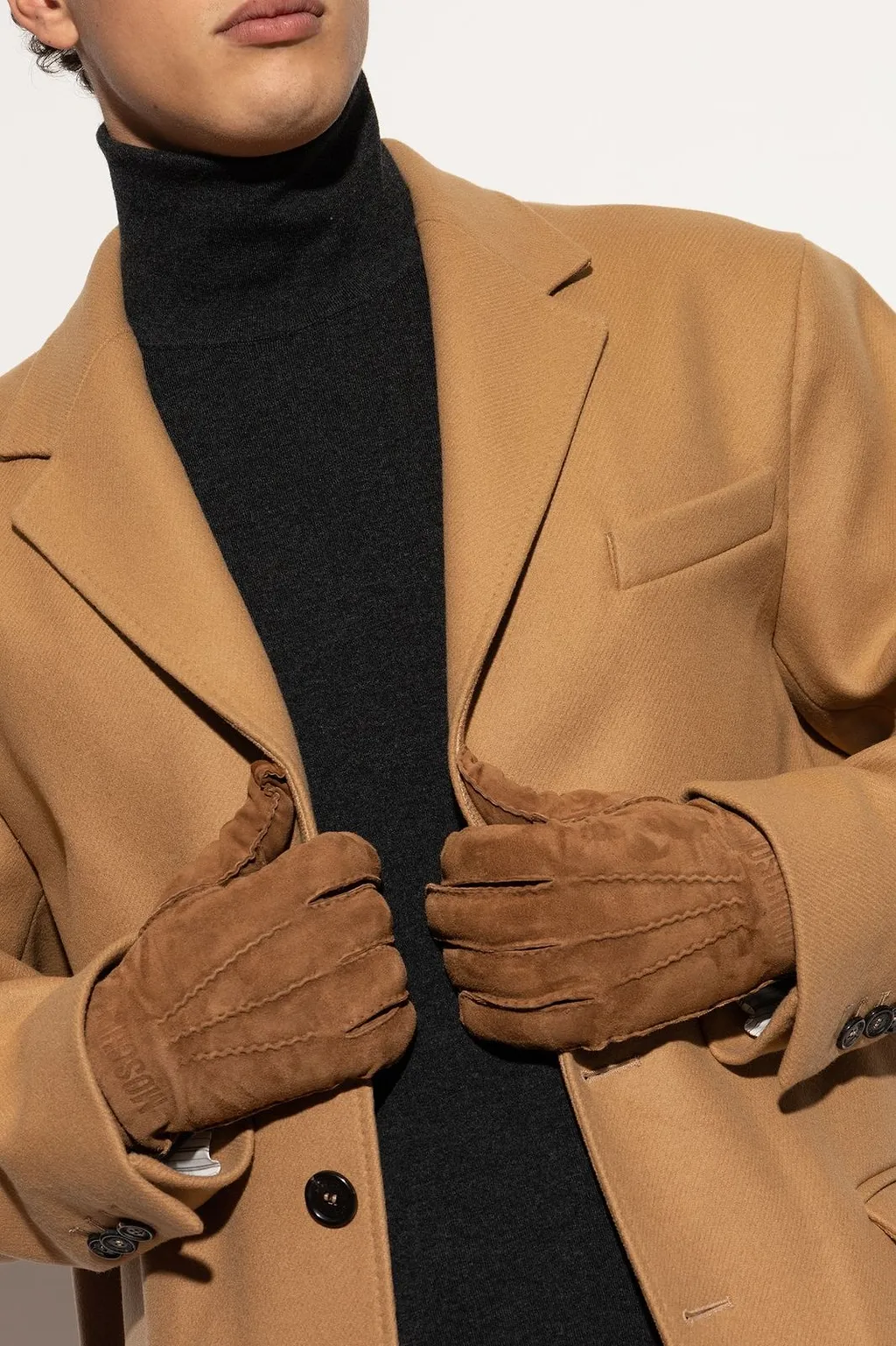 Moschino Logo-Embroidered Suede Gloves