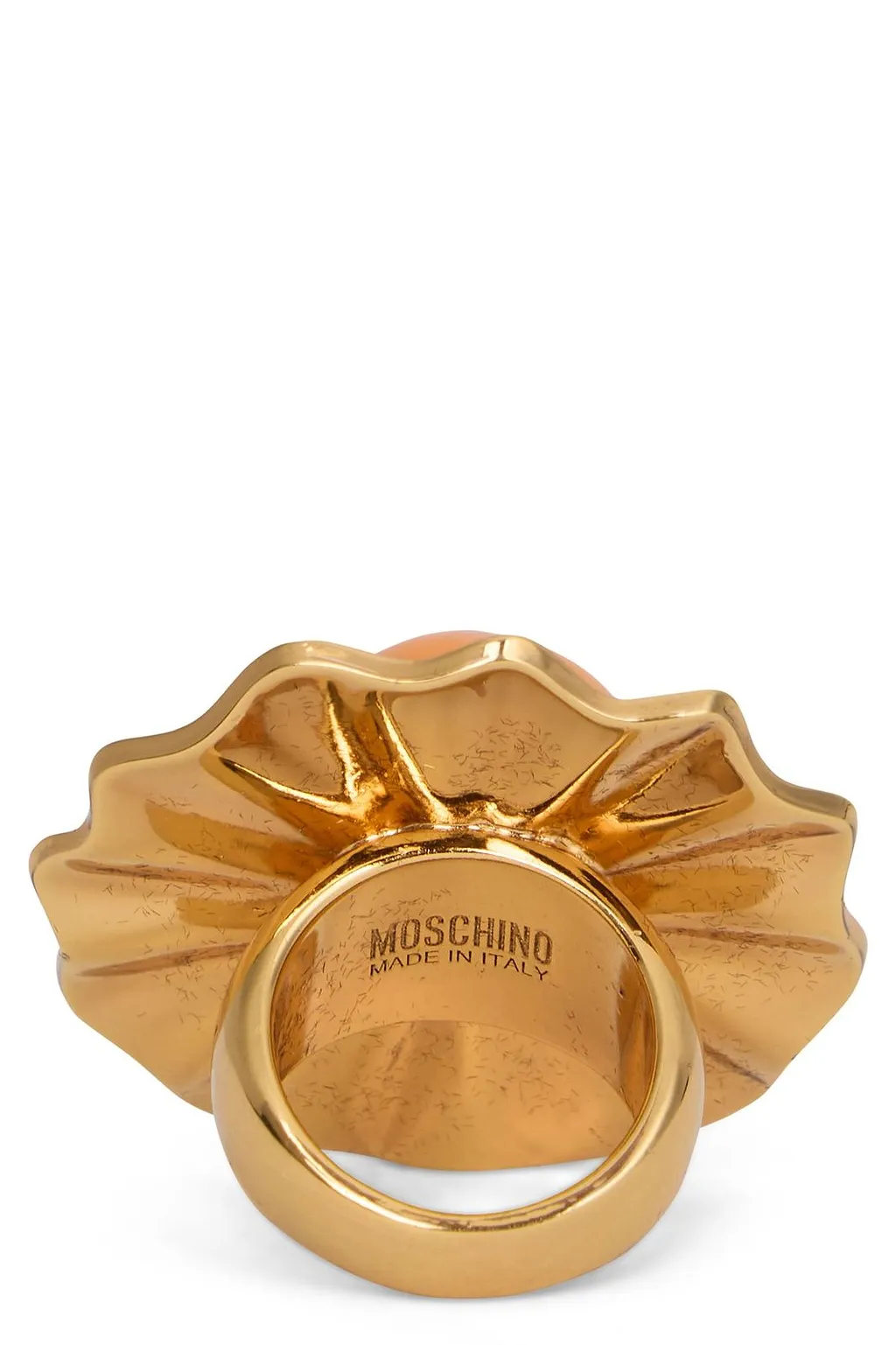 Moschino Logo Engraved Embellished Ring