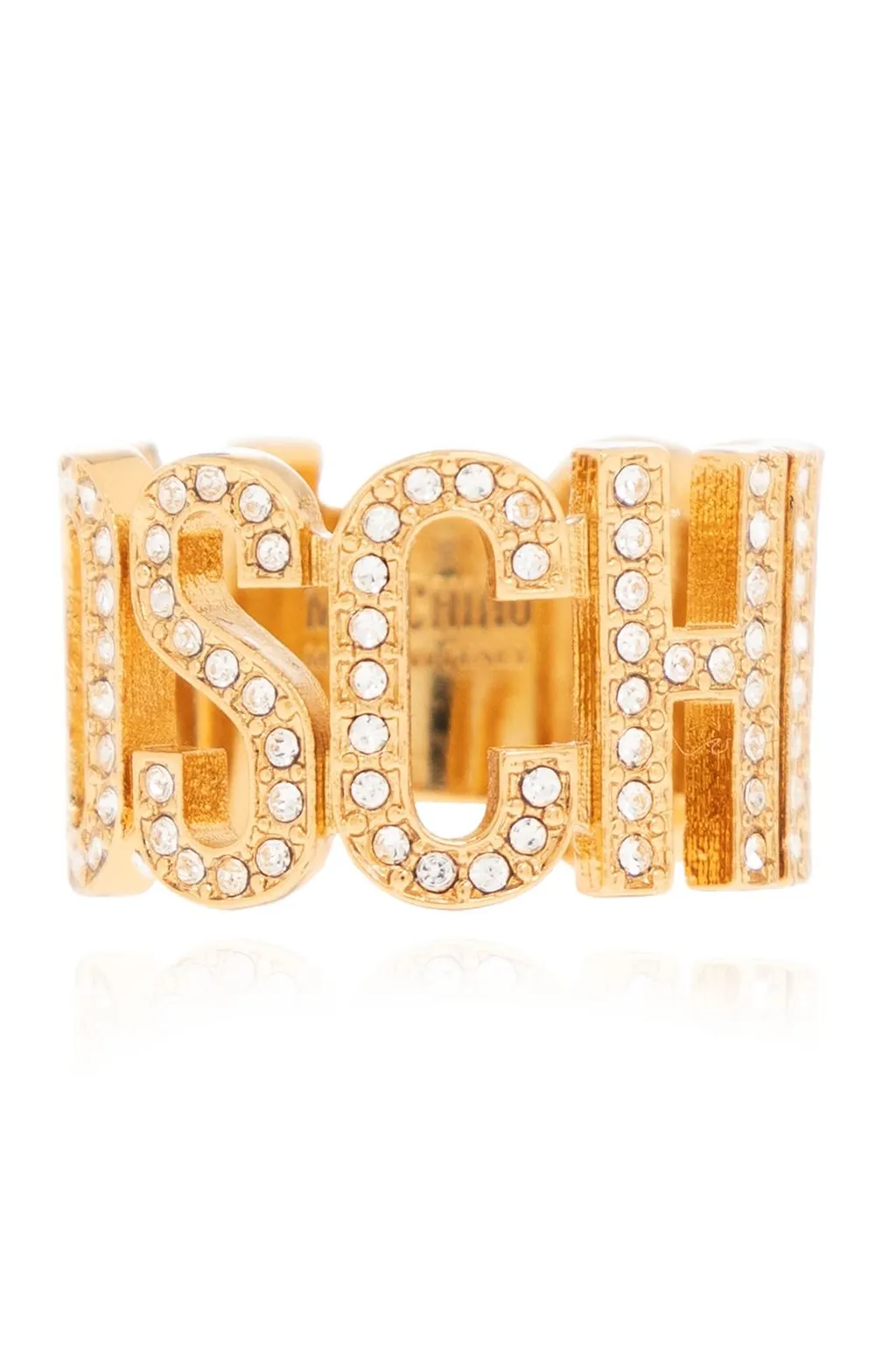 Moschino Logo Lettering Embellished Ring
