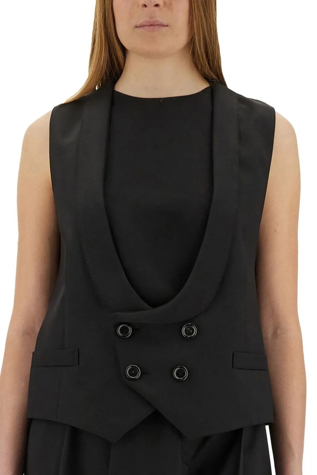 Moschino Scoop-Neck Double-Breasted Waistcoat