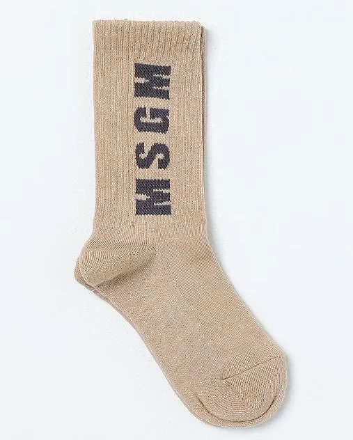 Msgm Kids Logo Ribbed Socks