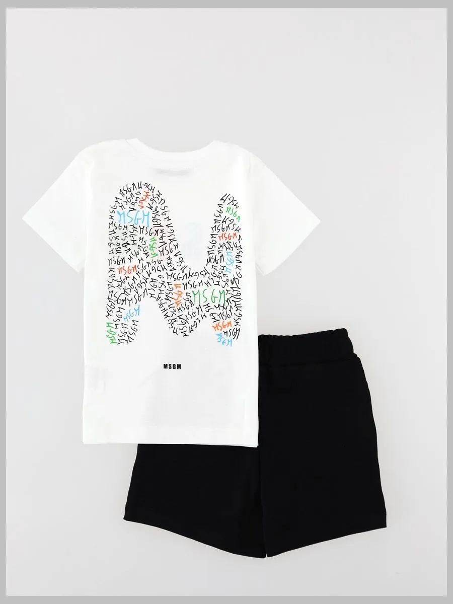 Msgm Kids Logo T-Shirt And Shorts Suit
