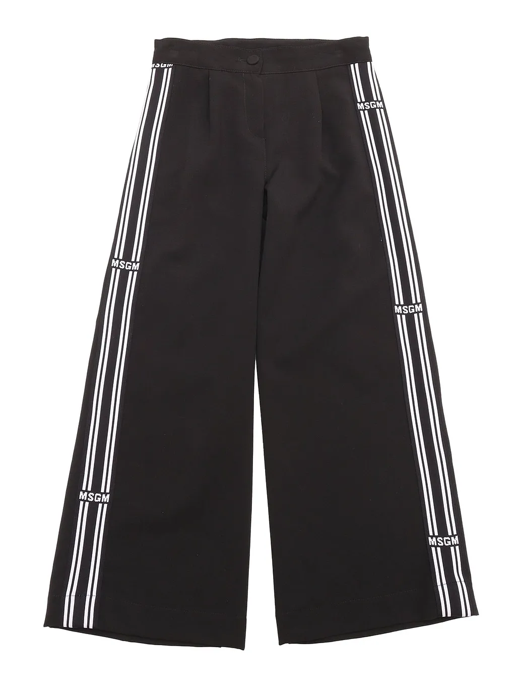 Msgm Kids Mid-Rise Logo-Tape Trousers