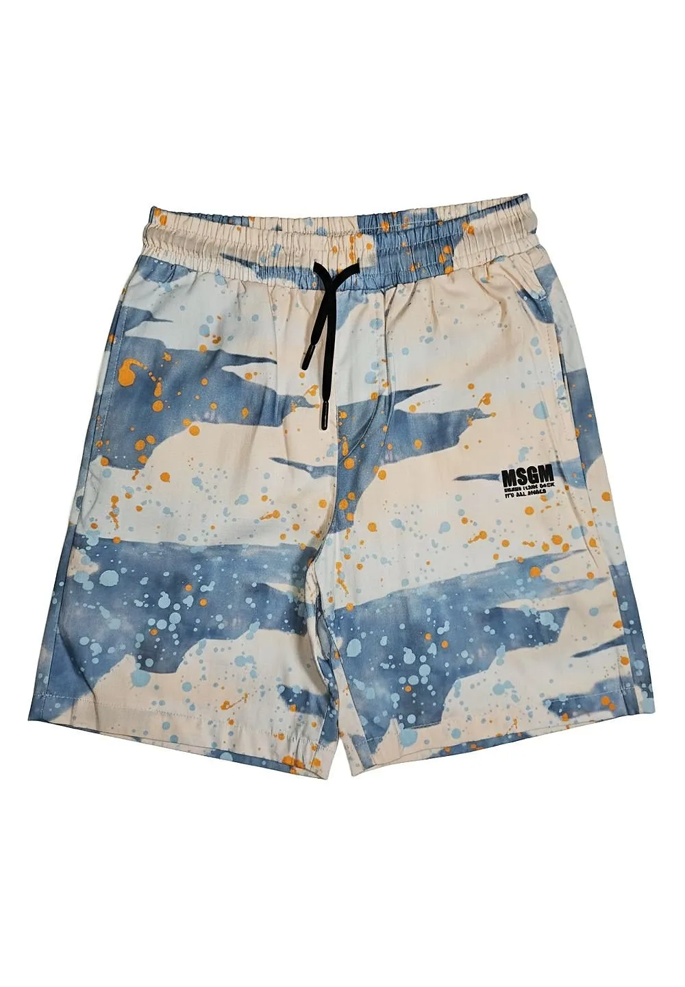 Msgm Kids Paint Effect Bermuda Shorts