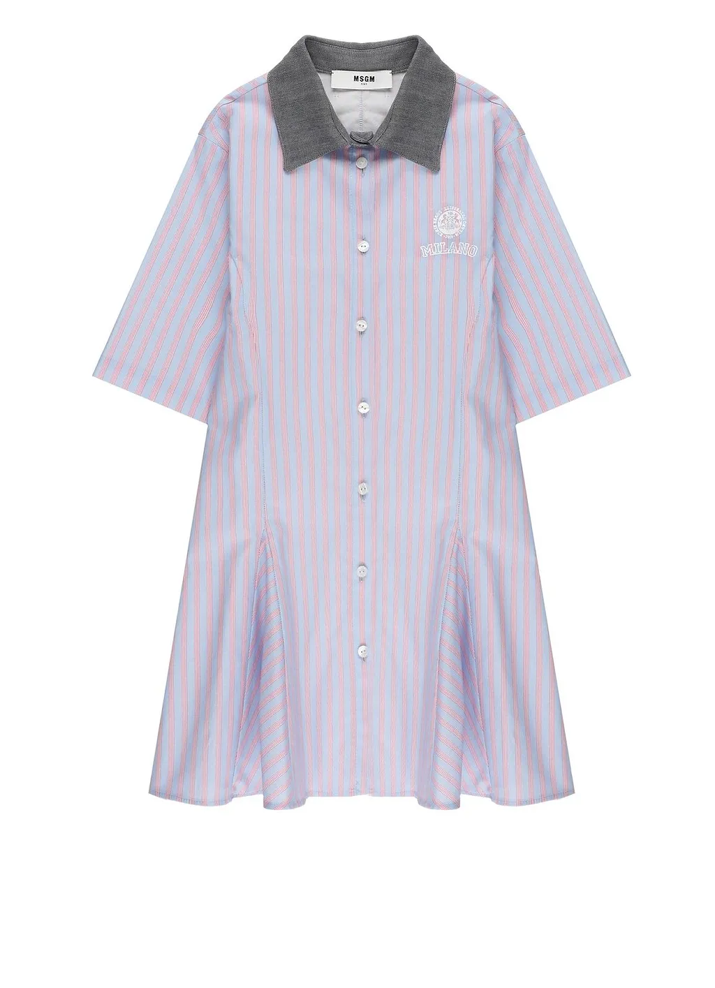 Msgm Kids Striped Logo Shirt Dress