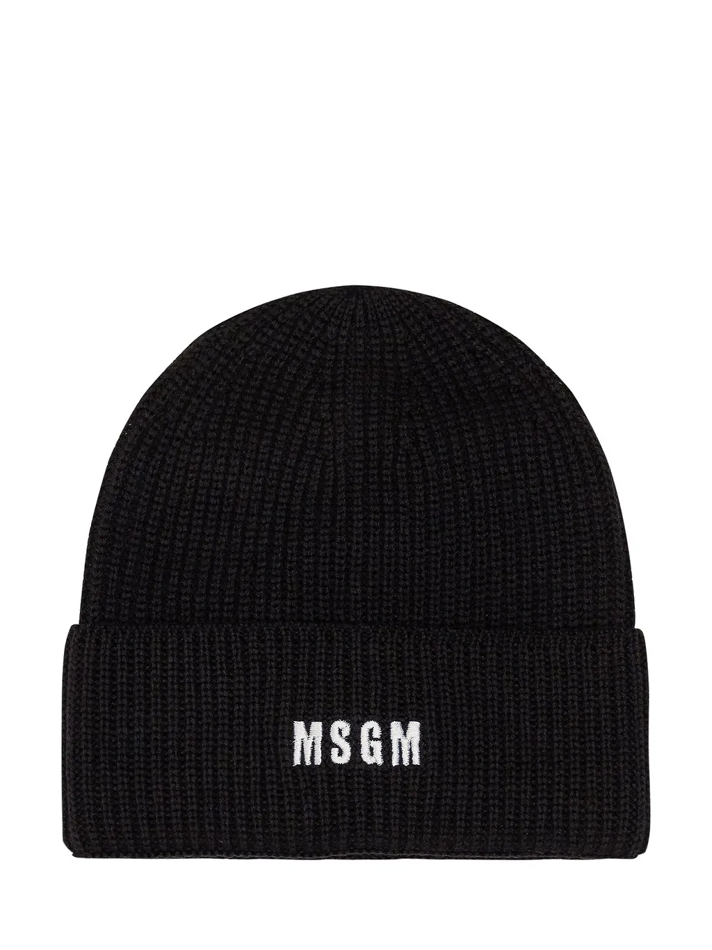 Msgm Logo Embroidered Ribbed-Knit Beanie