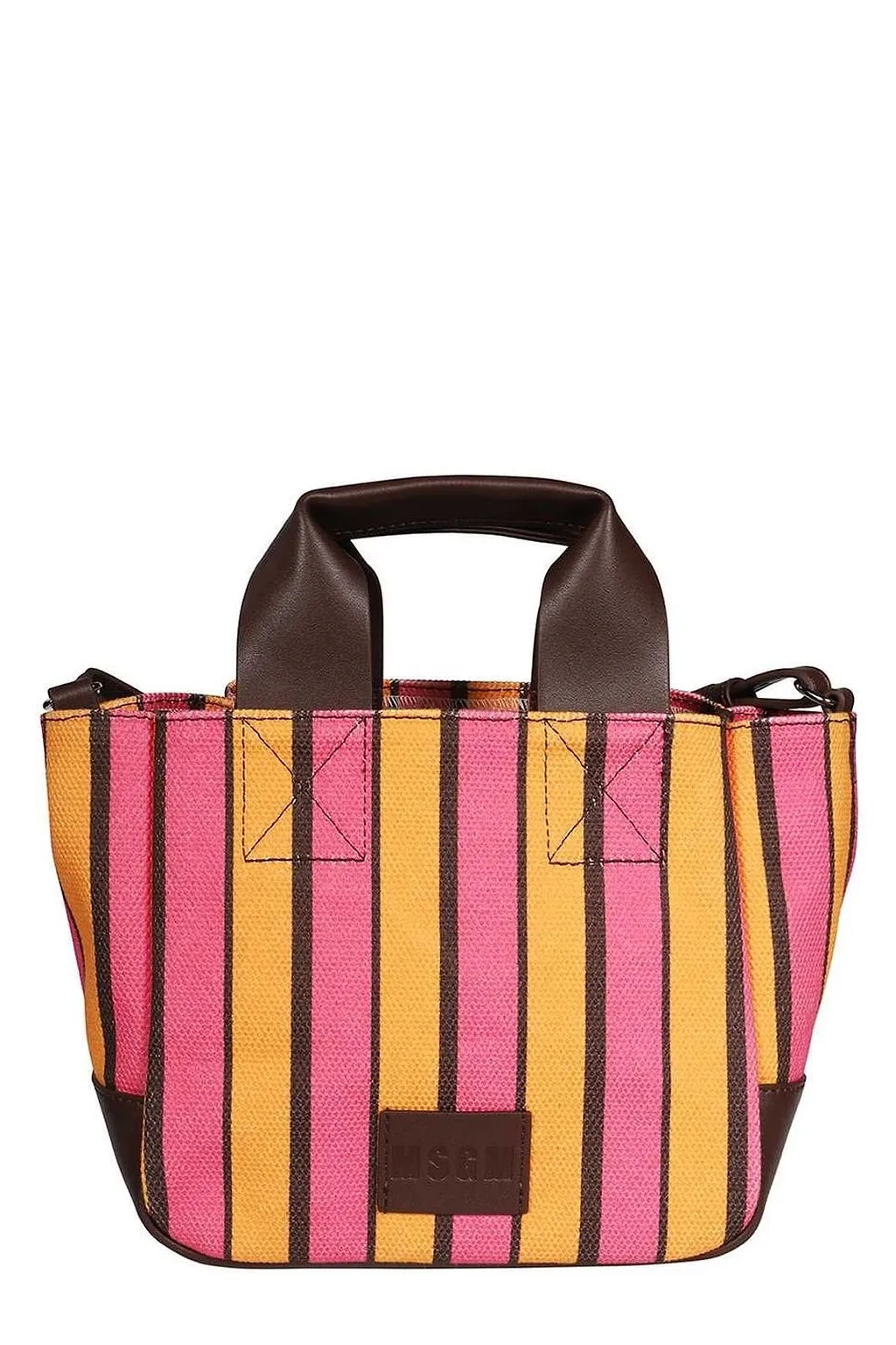 Msgm Logo Patch Striped Handbag