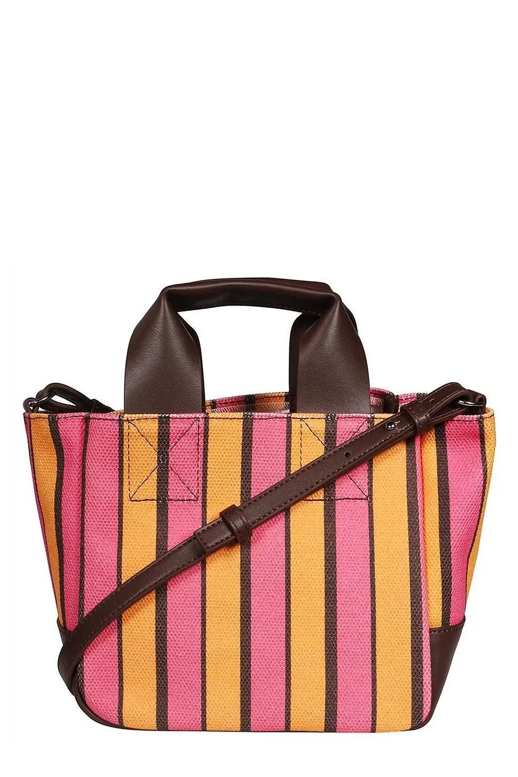 Msgm Logo Patch Striped Handbag