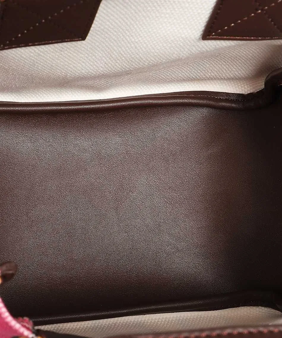 Msgm Logo Patch Striped Handbag