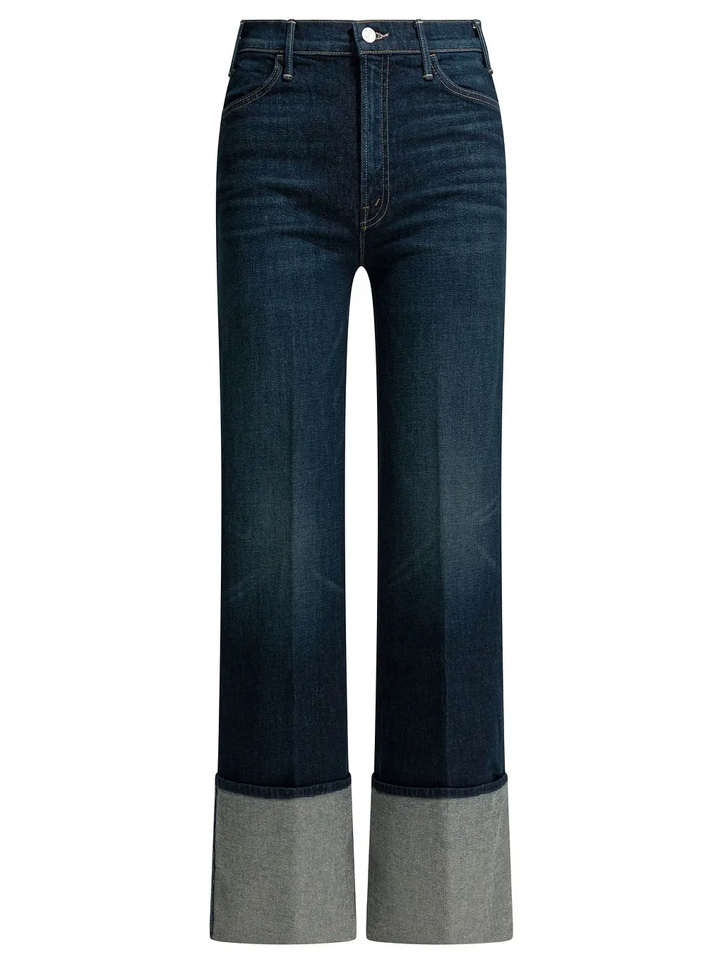 Mother Straight-Leg Turn-Up Hem Jeans