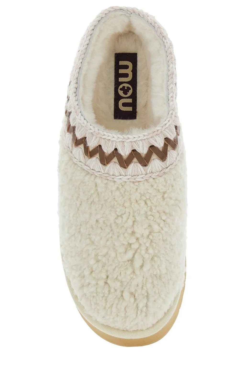 Mou Braided Faux Fur Platform Flat Mules