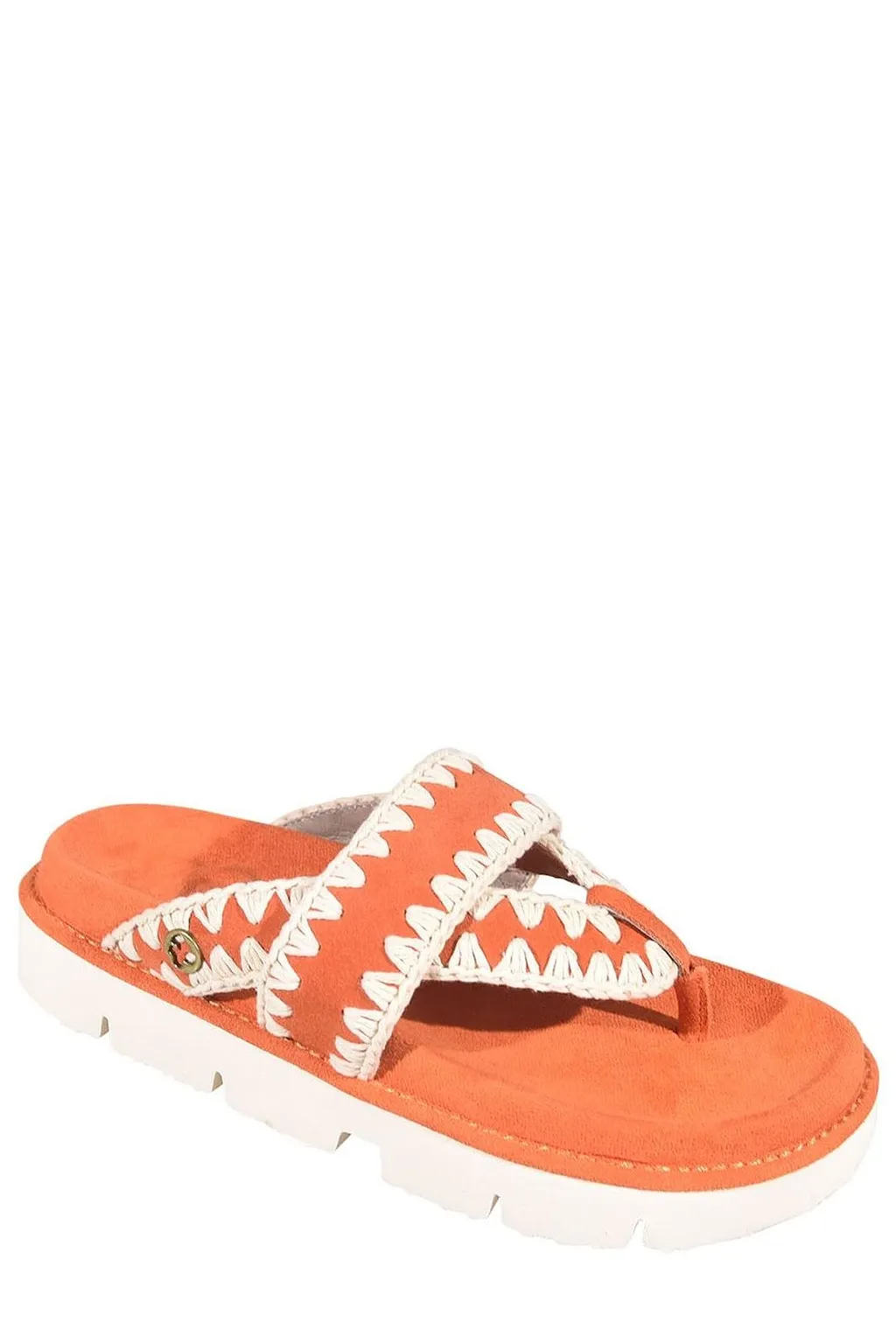 Mou Contrast Stitch Platform Flip Flops