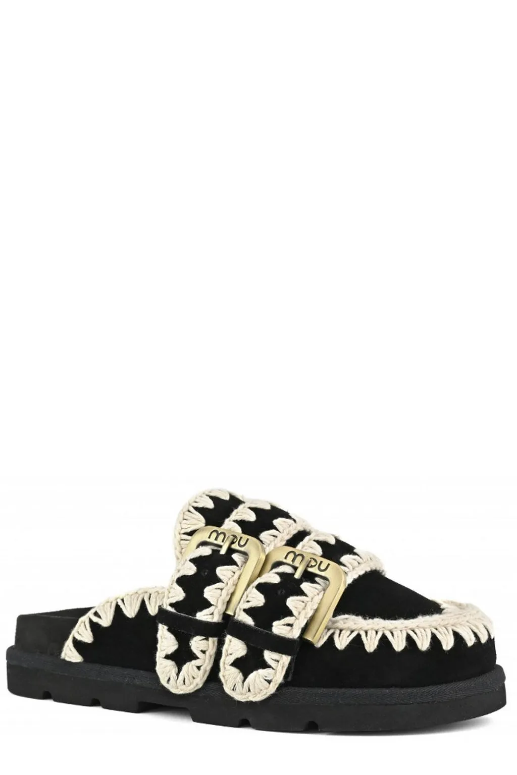 Mou Crochet Trim Buckled Sandals