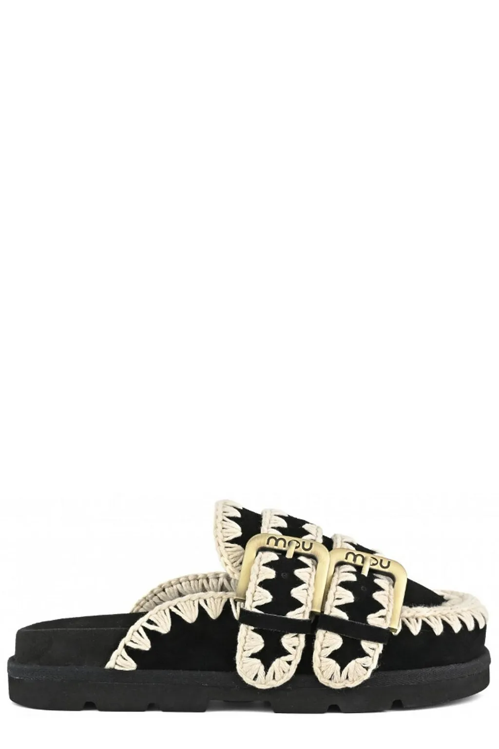 Mou Crochet Trim Buckled Sandals