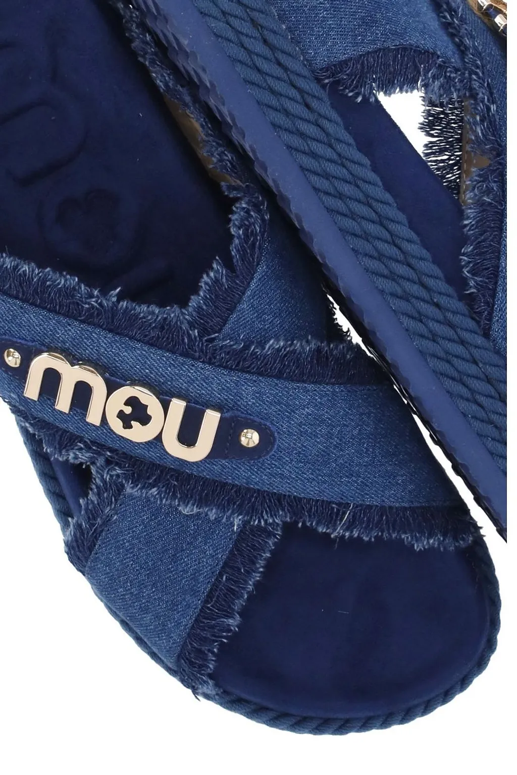 Mou Logo Lettering Slip-On Denim Sandals