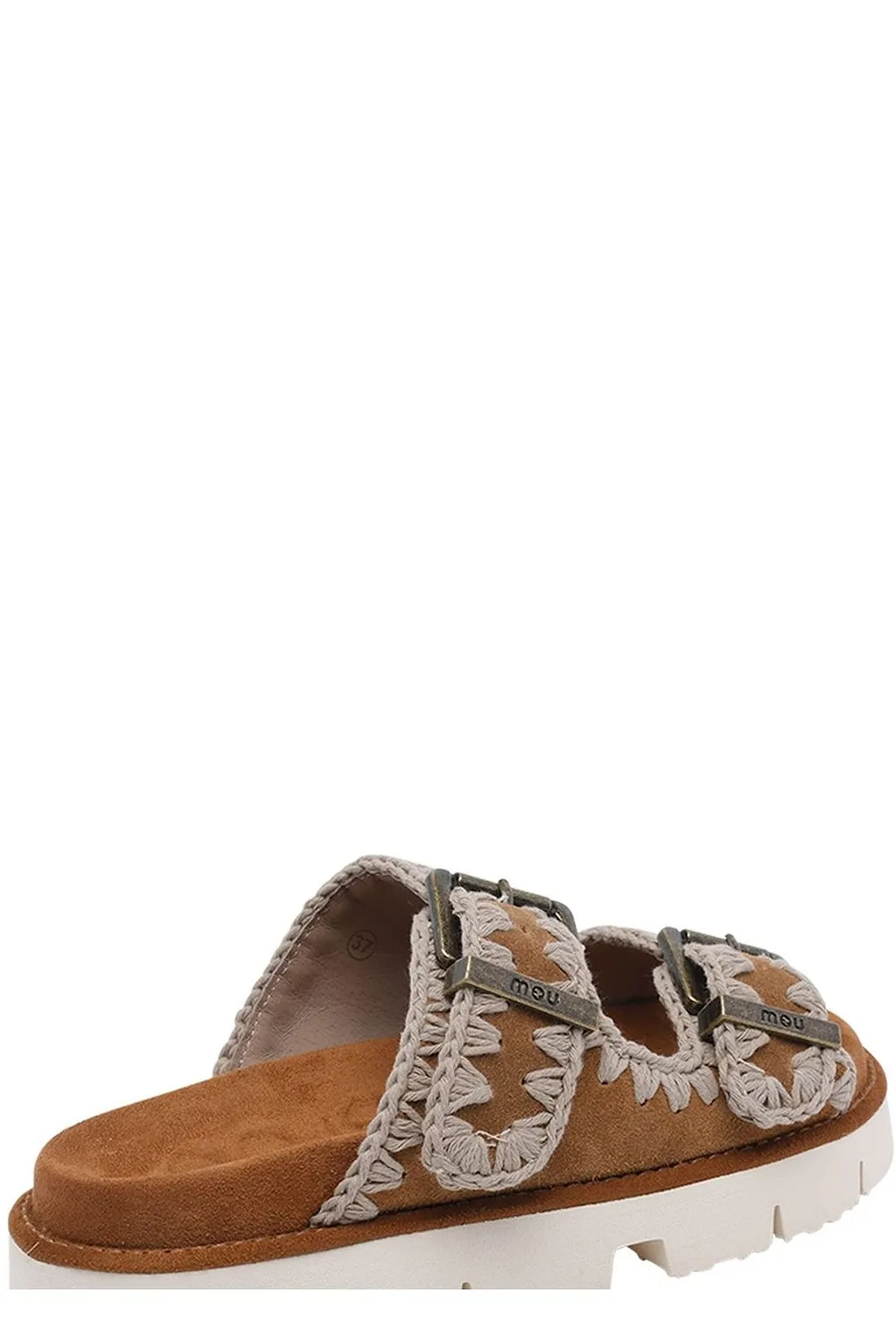 Mou Embroidered Buckle Flat Sandals