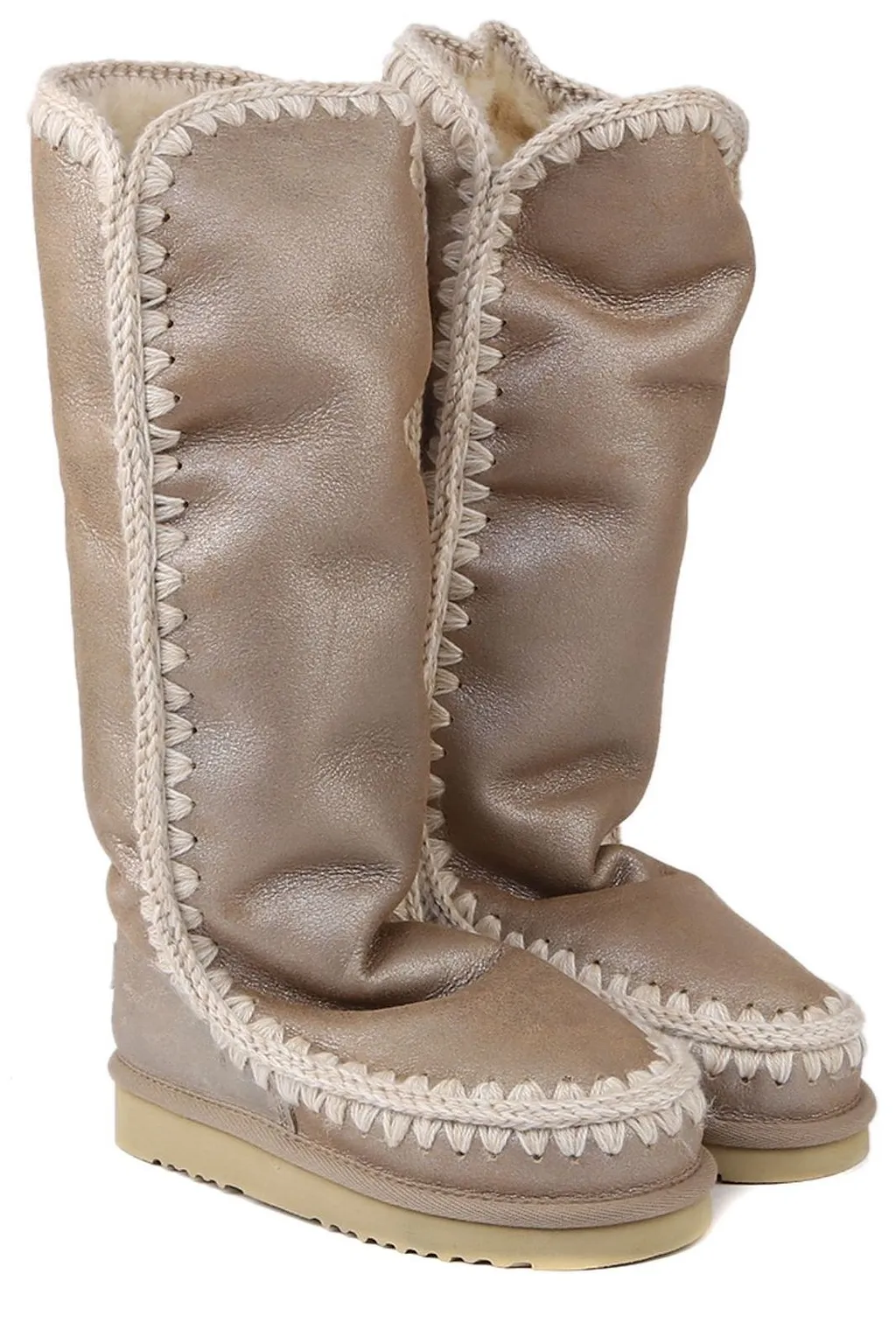 Mou Eskimo 40 Metallic-Finish Contrast Stitched Boots