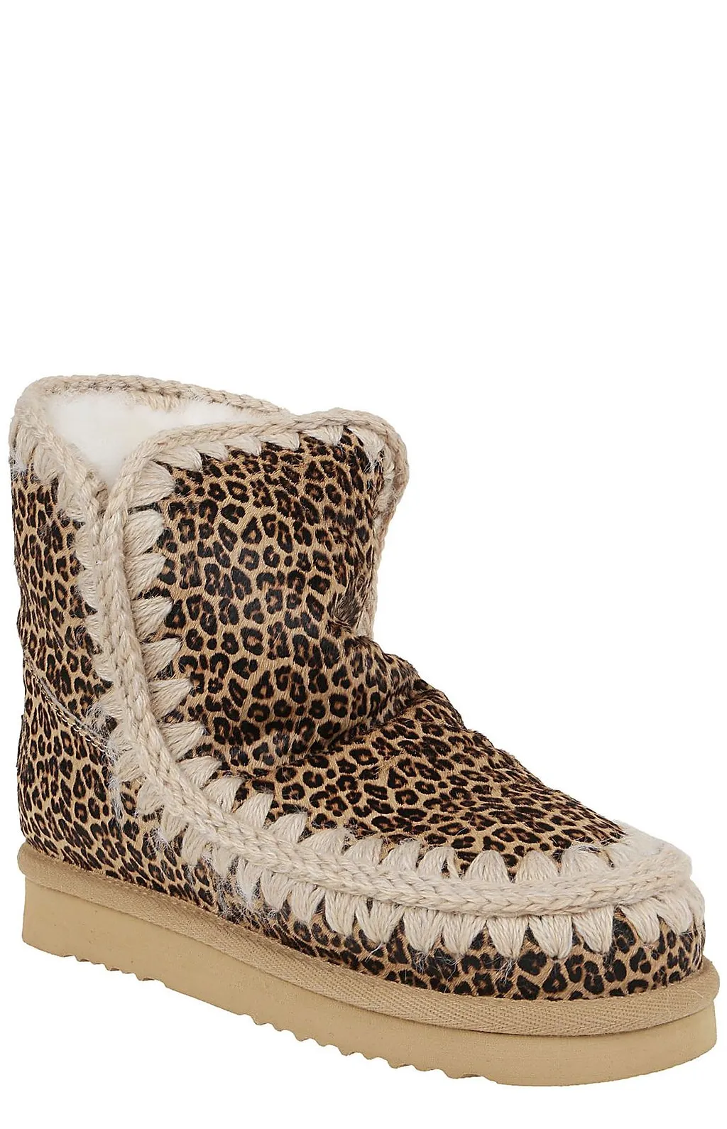 Mou Eskimo Leopard-Printed Stitched Boots