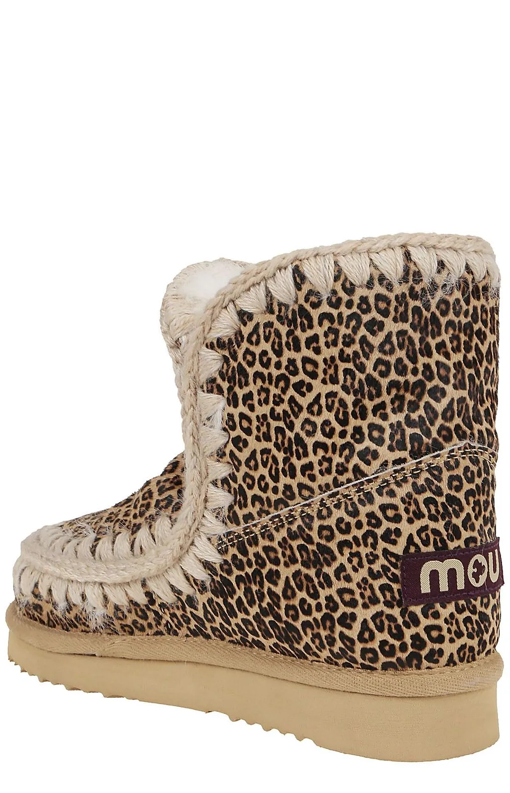 Mou Eskimo Leopard-Printed Stitched Boots