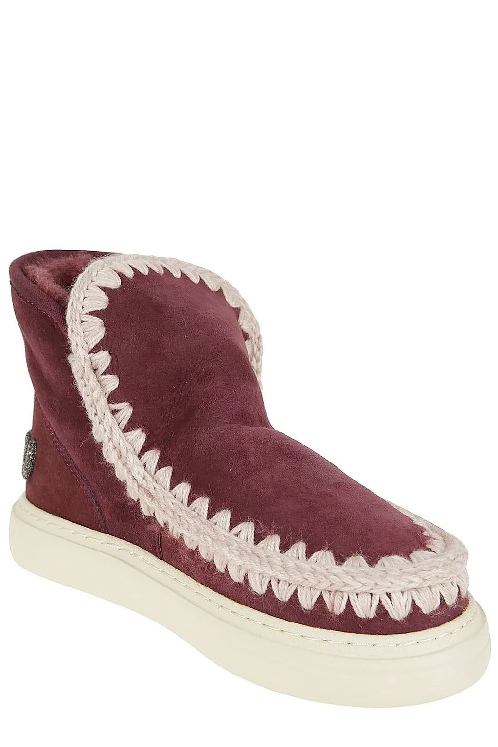 Mou Eskimo Whipstitch-Trim Round-Toe Ankle Boots