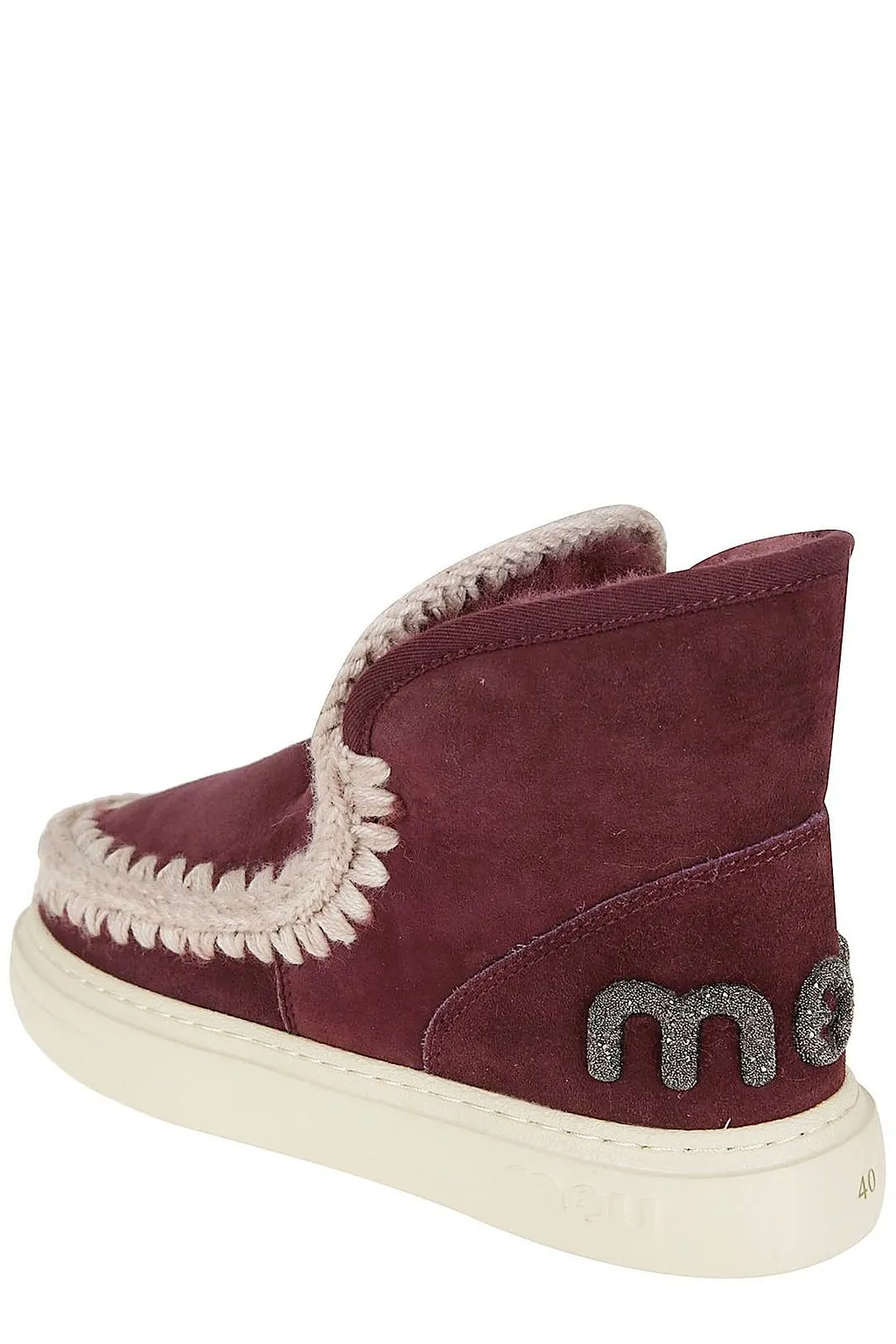 Mou Eskimo Whipstitch-Trim Round-Toe Ankle Boots