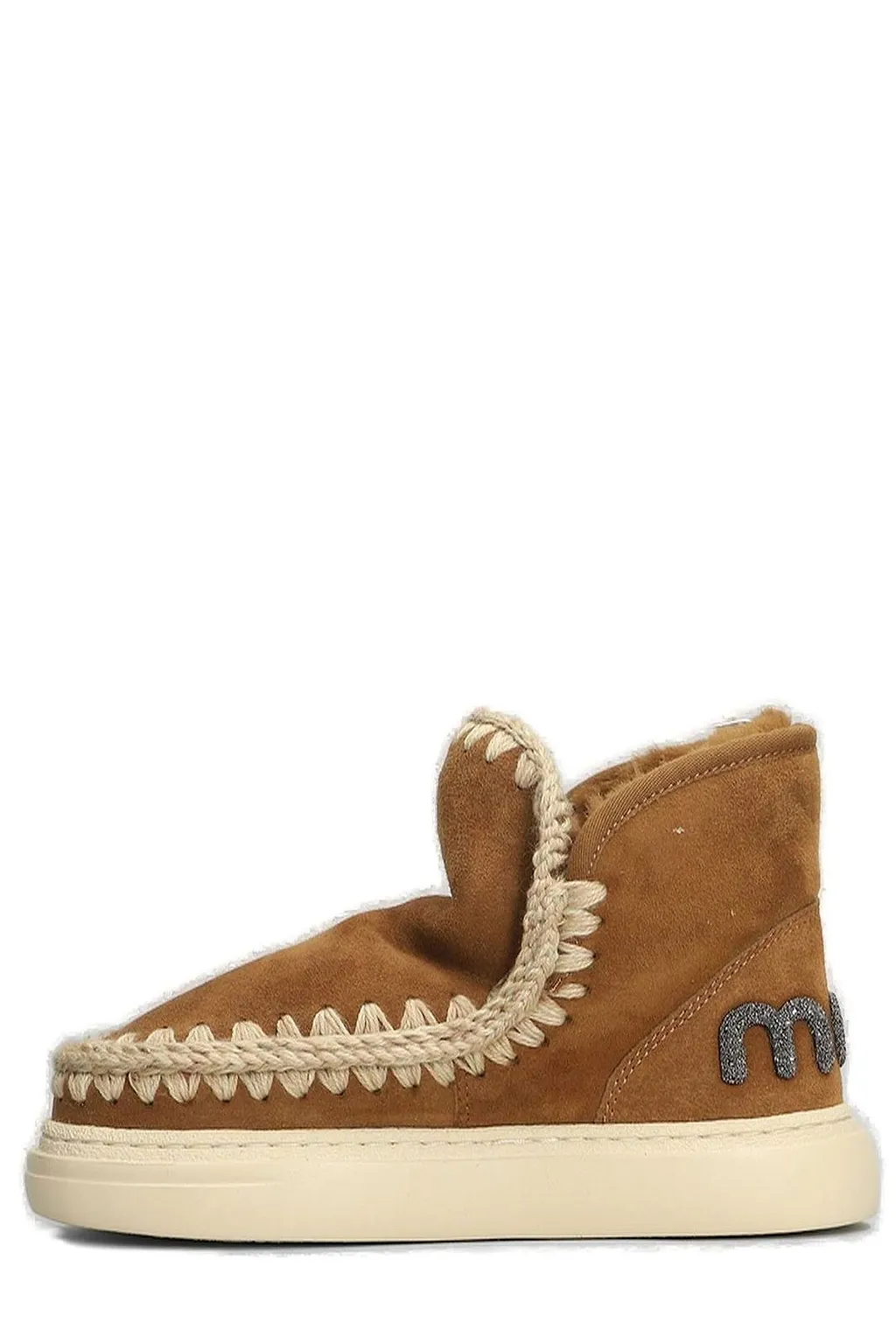 Mou Eskimo Whipstitch-Trim Round-Toe Ankle Boots