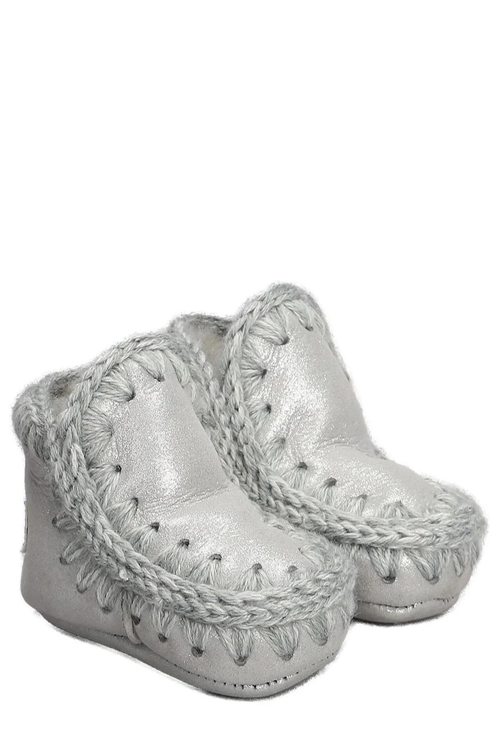 Mou Kids Eskimo Crochet-Trim Slip-On Boots