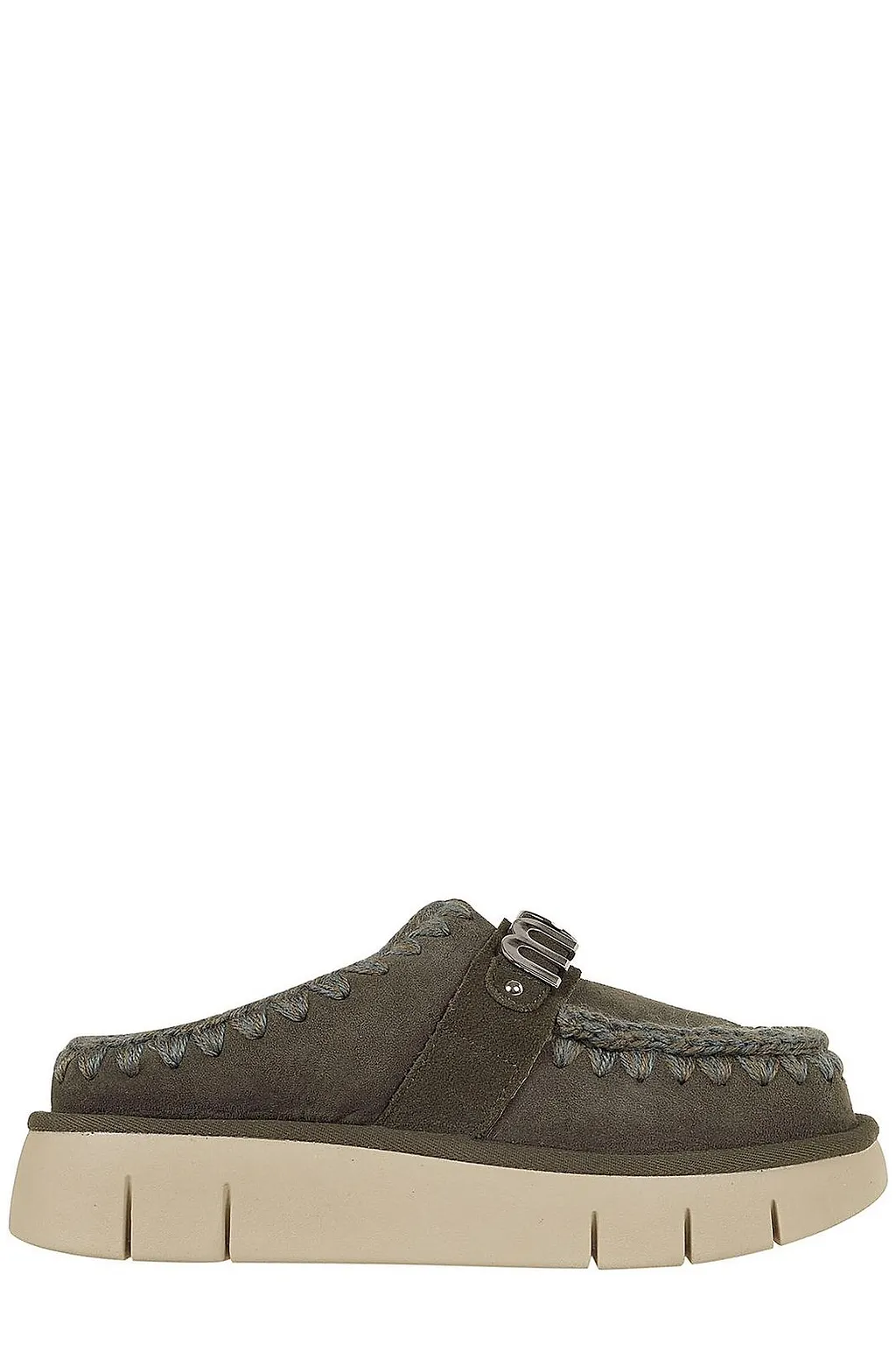 Mou Logo-Lettering Round-Toe Slippers