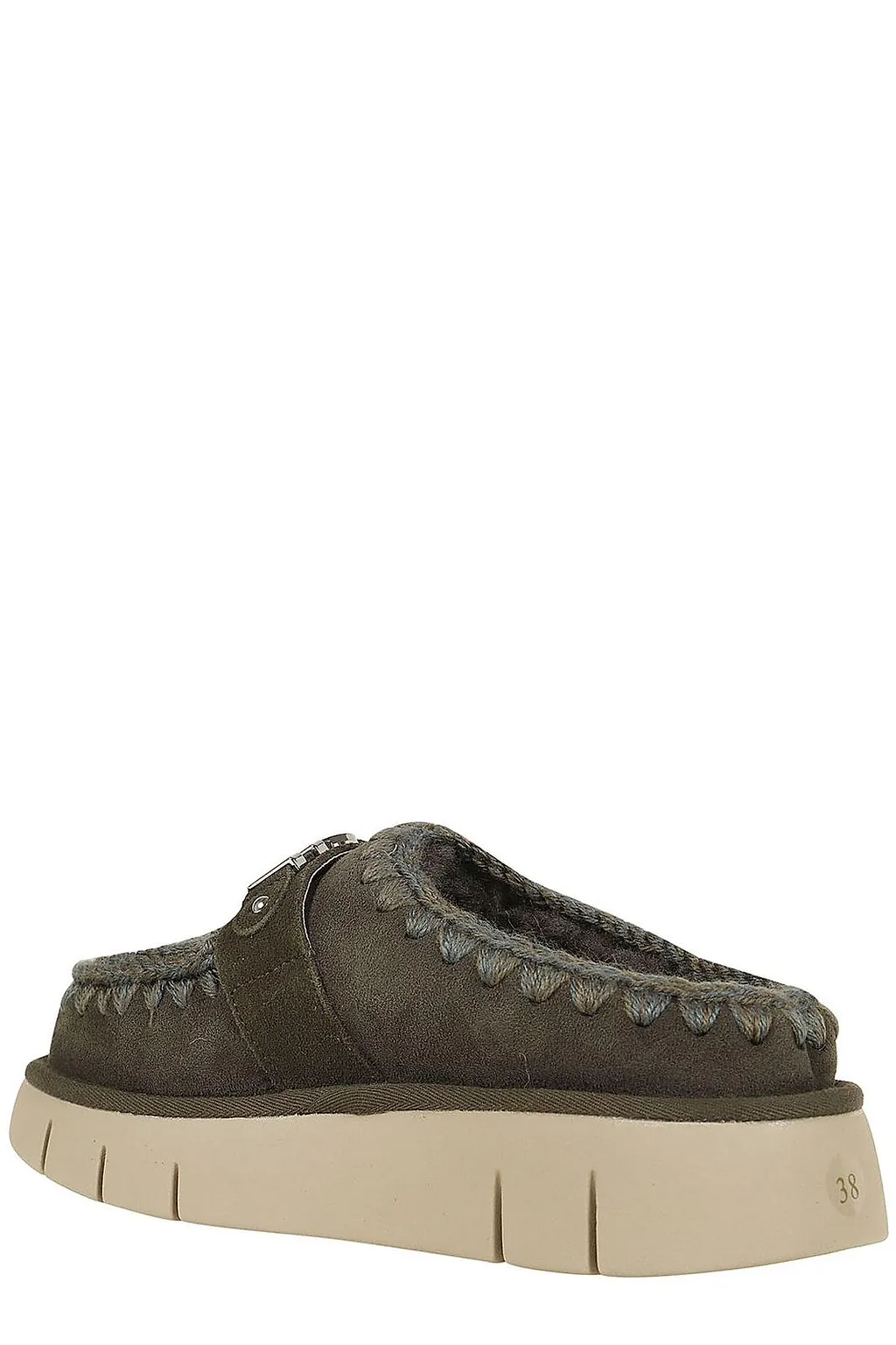 Mou Logo-Lettering Round-Toe Slippers
