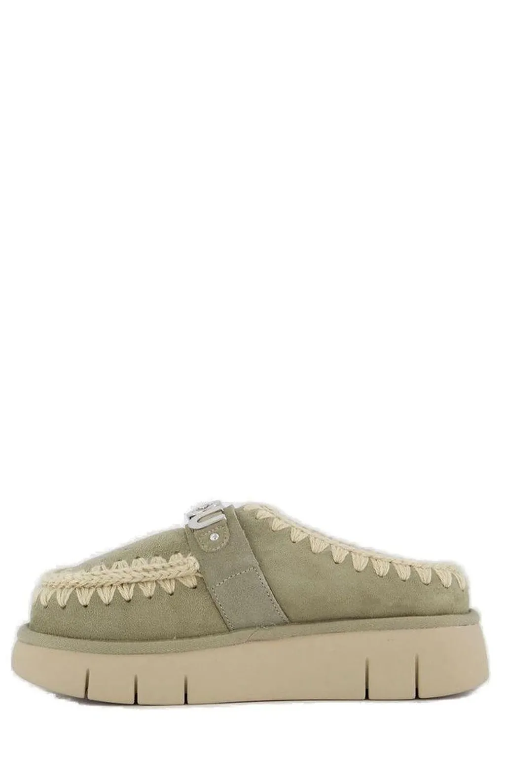 Mou Logo-Lettering Round-Toe Slippers