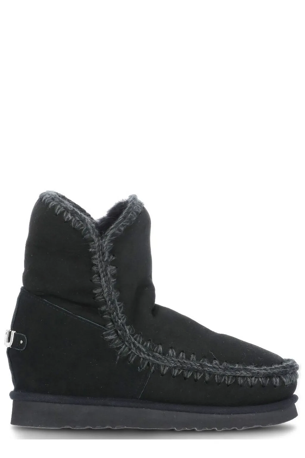 Mou Logo Plaque Stitch-Trim Wedge Boots