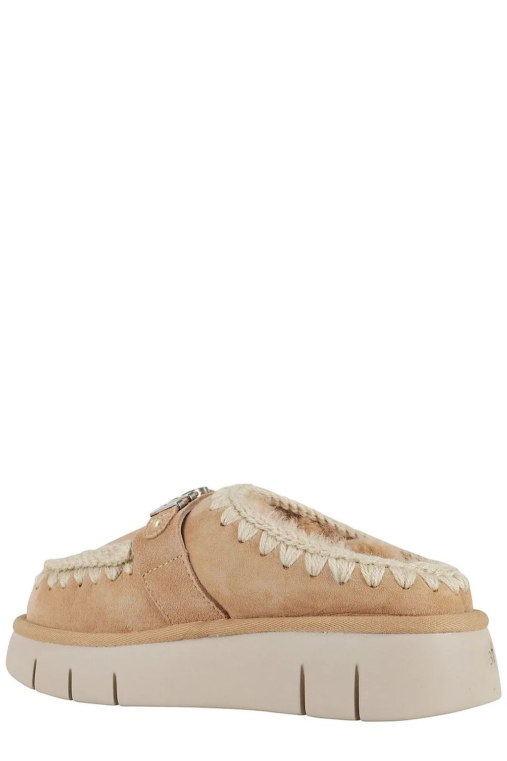 Mou Logo-Lettering Round-Toe Slippers