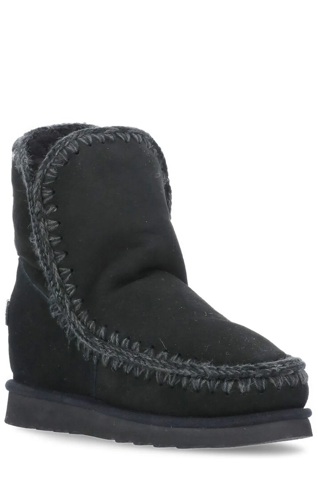 Mou Logo Plaque Stitch-Trim Wedge Boots