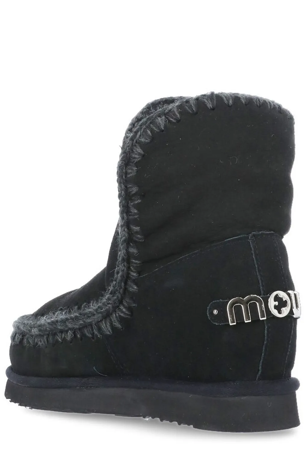 Mou Logo Plaque Stitch-Trim Wedge Boots