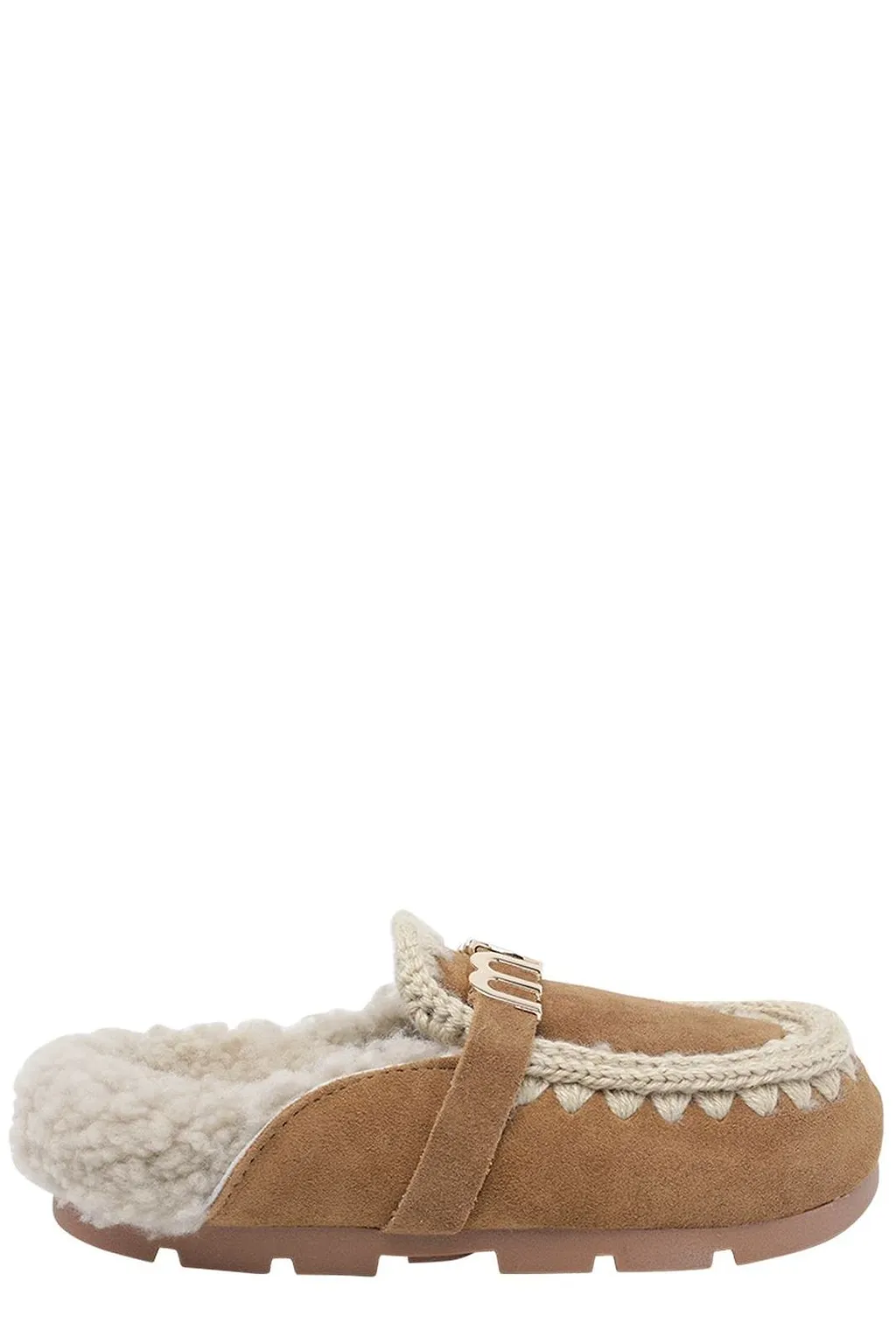 Mou Logo Trim Shearling Mules