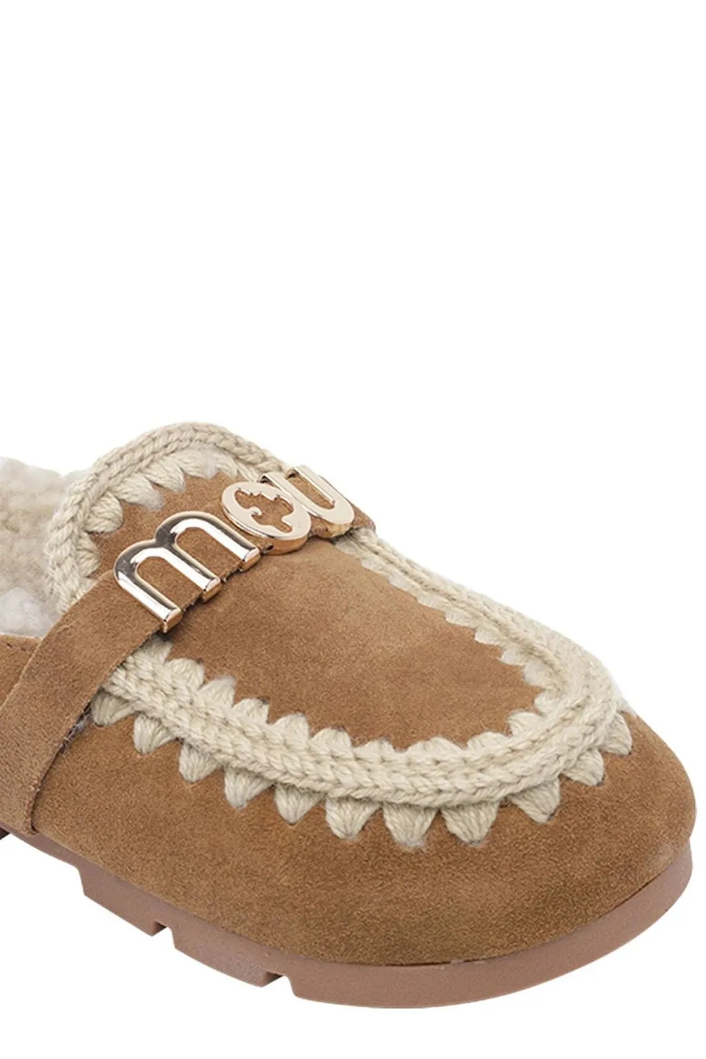 Mou Logo Trim Shearling Mules