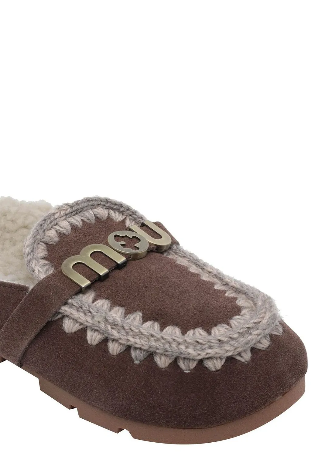 Mou Shearling Trim Logo Mules