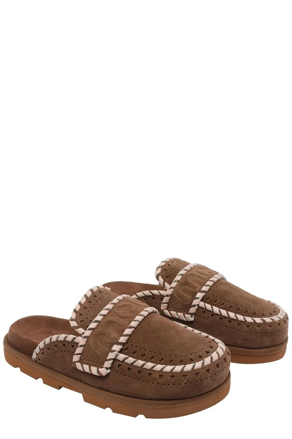 Mou Perforated Stitch-Trim Mules