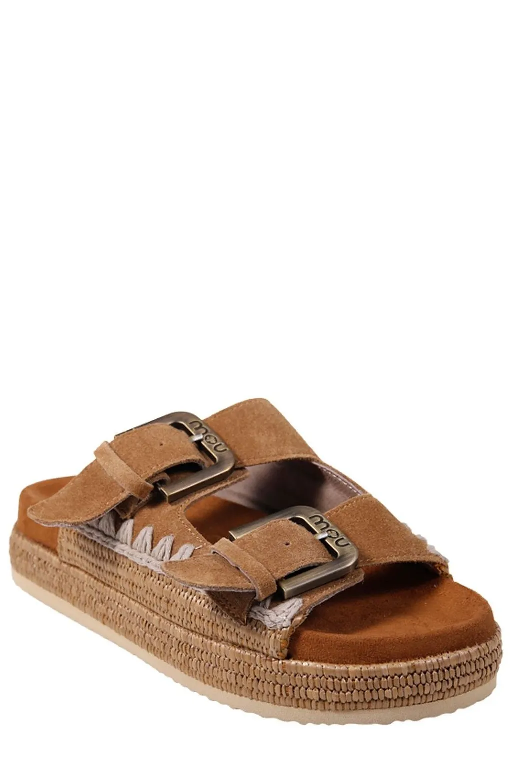 Mou Stitch Detail Two-Buckle Flat Sandals