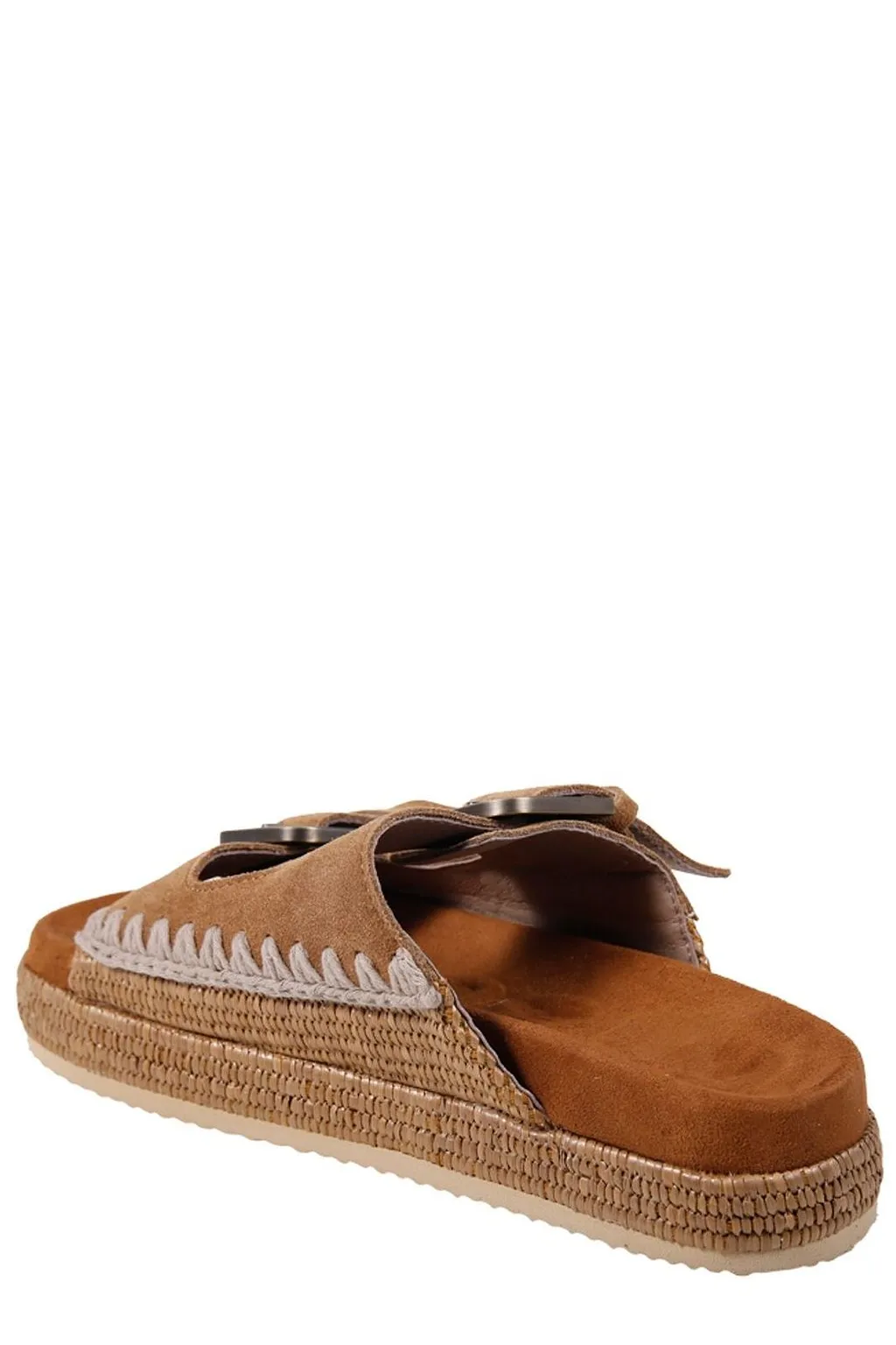 Mou Stitch Detail Two-Buckle Flat Sandals